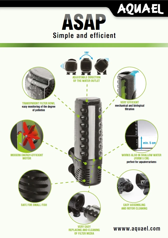 AQUAEL Asap 300 Filtre Interne 300 L/h Pour Aquarium Et Aquaterrarium Jusqu'à 100L 2 AQUAEL Asap 300 Filtre Interne 300 L/h Pour Aquarium Et Aquaterrarium Jusqu'à 100L – Image 2
