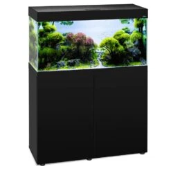 AQUAEL Opti Set 200 Noir Aquarium 101 Cm Et 200 L De Volume Avec Verre Optique Et éclairage Leds