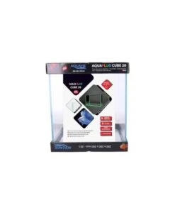AQUAVIE AquaFluo Cube 20 L Aquarium Nu Dimensions 26 X 26 X 30 Cm Avec Silicone Fluorescent Bleu