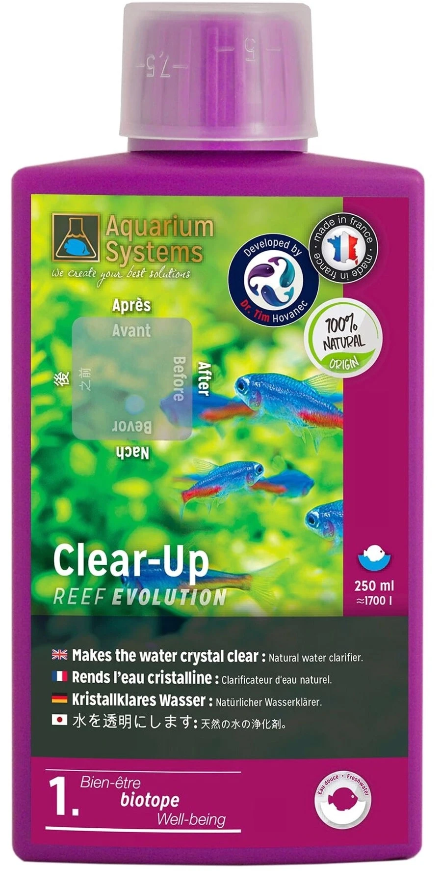 AQUARIUM SYSTEMS Clear-Up Eau Douce 250 Ml Clarificateur D'eau Naturel Pour Aquarium 1 AQUARIUM SYSTEMS Clear-Up Eau Douce 250 Ml Clarificateur D'eau Naturel Pour Aquarium