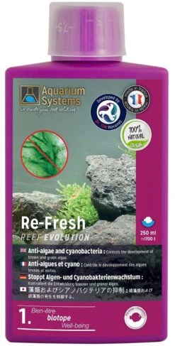 AQUARIUM SYSTEMS Re-Fresh Eau Douce 250 Ml Contrôle Le Développement Des Algues Et Cyanobactéries En Aquarium