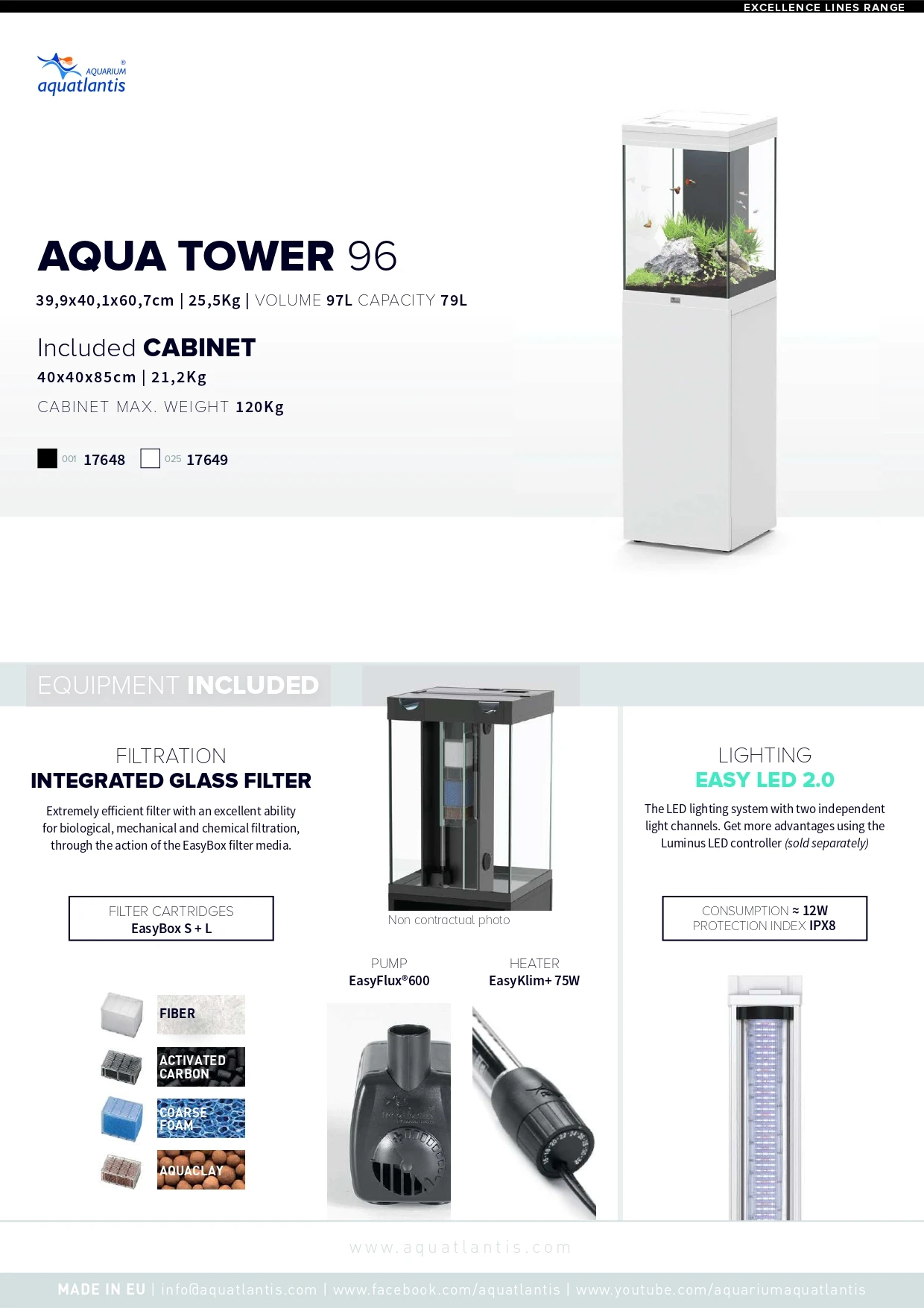 AQUATLANTIS Aqua Tower 96 LED Blanc Aquarium équipé 97 L Avec Meuble Une Porte - Dimension : 39,9 X 40,1 X 60,7 Cm 6 AQUATLANTIS Aqua Tower 96 LED Blanc Aquarium équipé 97 L Avec Meuble Une Porte - Dimension : 39,9 X 40,1 X 60,7 Cm – Image 6
