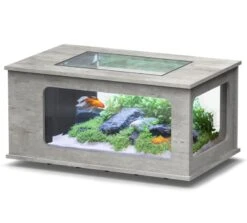 AQUATLANTIS AquaTable Aspect Béton 100 X 63 Cm Aquarium 177 L Type Table Basse Tout équipé