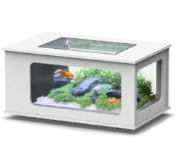 Nouvelles versions 3 AQUATLANTIS AquaTable Blanc 100 X 63 Cm Aquarium 177 L Type Table Basse Tout équipé