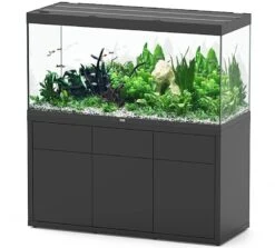 AQUATLANTIS Combinaison Sublime Pro LED 2.0 150 X 60 X 75 Cm Noir Haute Brillance Aquarium 648 L Avec Meuble