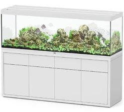 AQUATLANTIS Combinaison Sublime Pro LED 2.0 200 X 60 X 75 Cm Blanc Haute Brillance Aquarium 816 L Avec Meuble