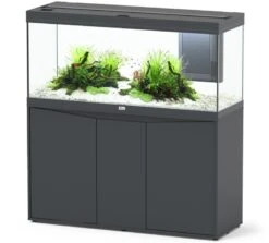 Nouvelles versions 21 AQUATLANTIS Combinaison Volga 240 Anthracite Mate Aquarium équipé 295 L Avec Meuble Inclus
