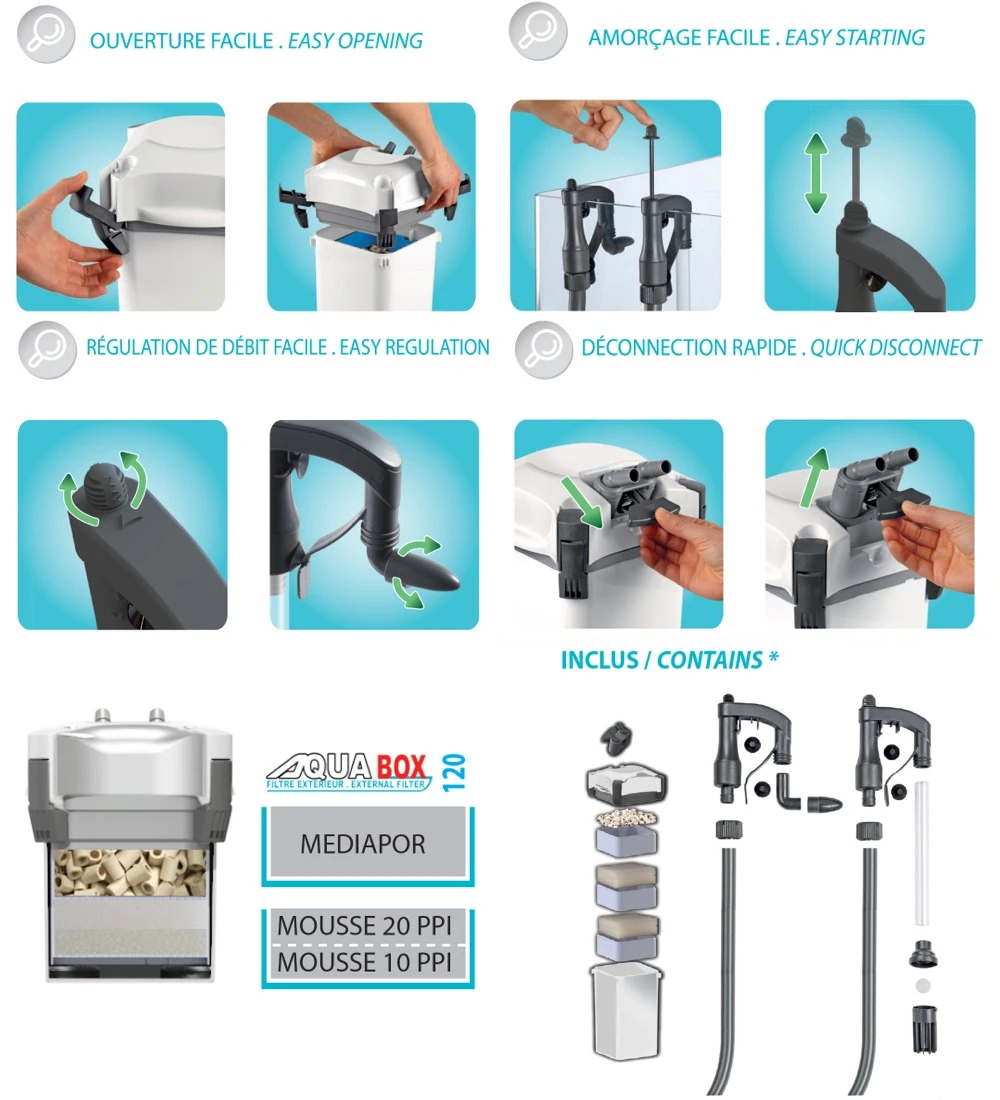 AQUAVIE AquaBox 120 Filtre Externe 540 L/h Pour Aquarium De 40 à 120 L 3 AQUAVIE AquaBox 120 Filtre Externe 540 L/h Pour Aquarium De 40 à 120 L – Image 3