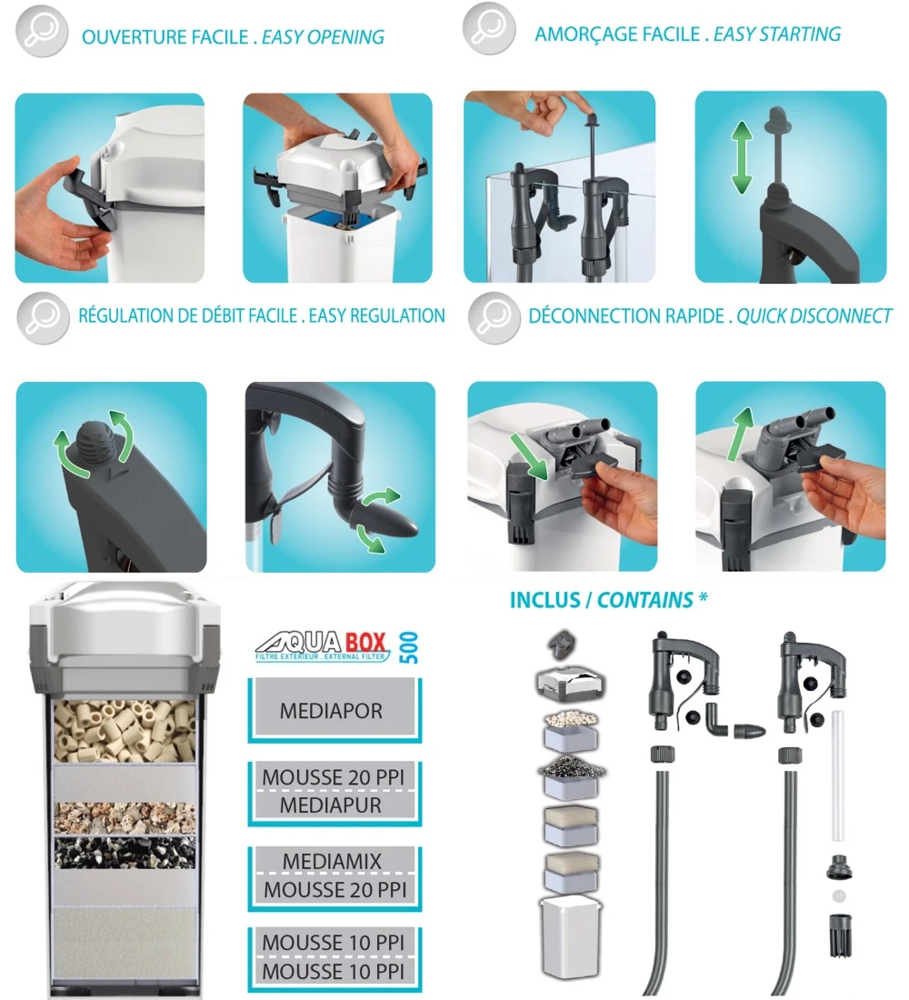 AQUAVIE AquaBox 500 Filtre Externe 1300 L/h Pour Aquarium De 300 à 500 L 4 AQUAVIE AquaBox 500 Filtre Externe 1300 L/h Pour Aquarium De 300 à 500 L – Image 4