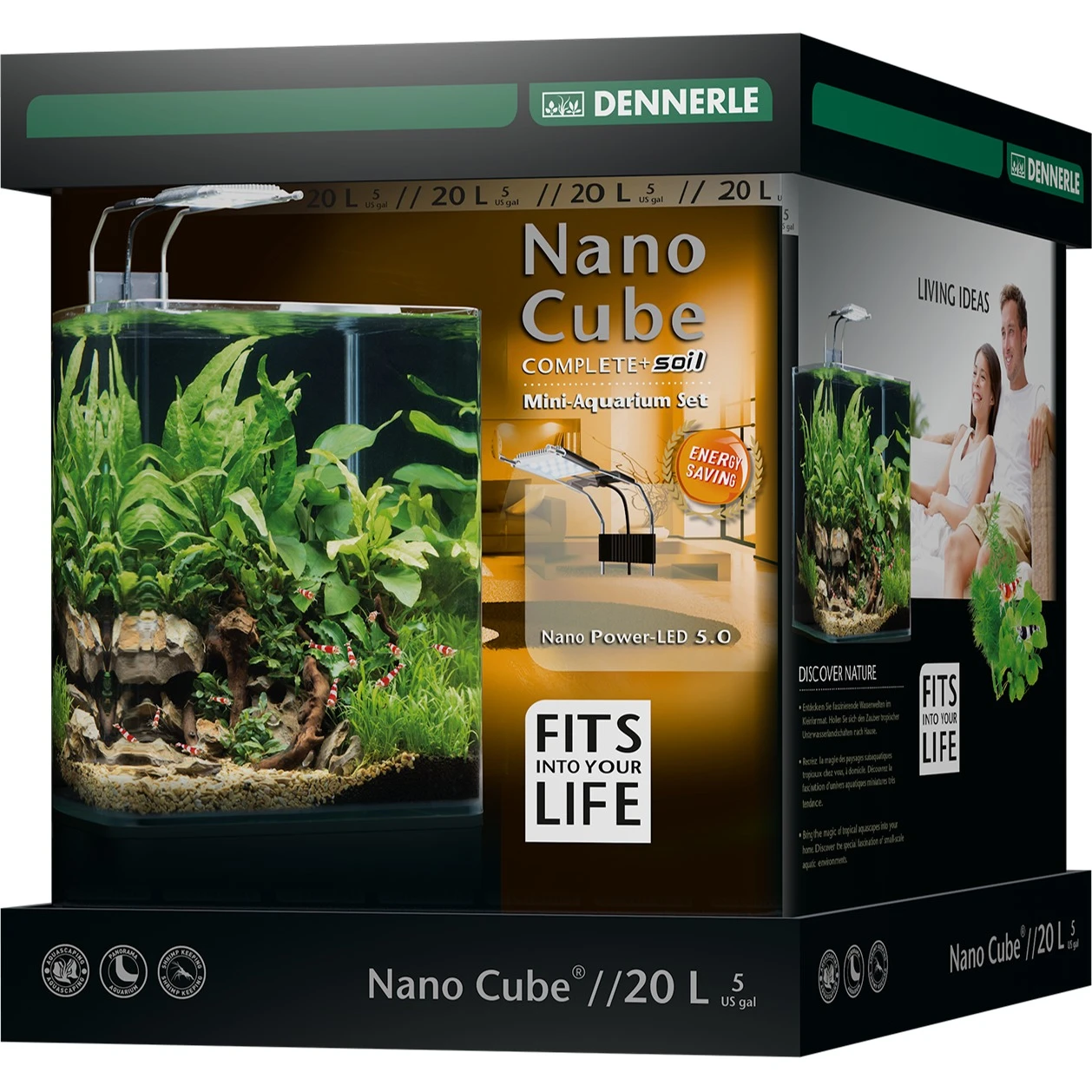 DENNERLE Nano Cube Complete+ 20 L Nano-aquarium 25 X 25 X 30 Cm Avec Substrat, Gravier, Filtration Et éclairage Power LED 5.0 1 DENNERLE Nano Cube Complete+ 20 L Nano-aquarium 25 X 25 X 30 Cm Avec Substrat, Gravier, Filtration Et éclairage Power LED 5.0