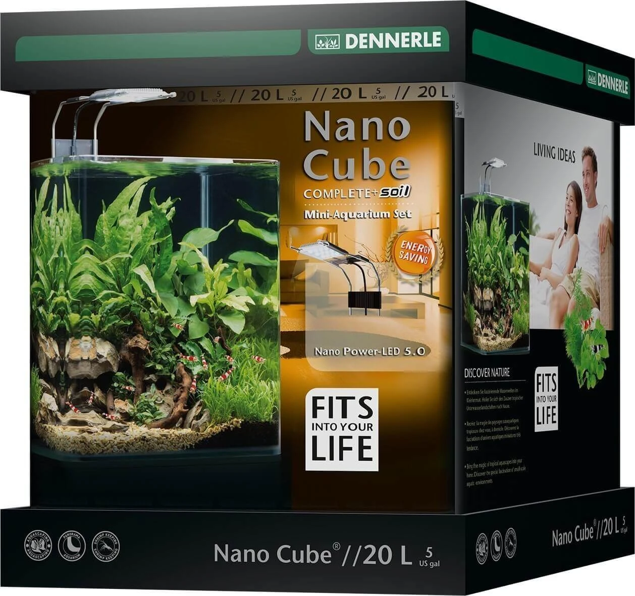 DENNERLE Nano Cube Complete+ 20 L Nano-aquarium 25 X 25 X 30 Cm Avec Substrat, Gravier, Filtration Et éclairage Style LED M 1 DENNERLE Nano Cube Complete+ 20 L Nano-aquarium 25 X 25 X 30 Cm Avec Substrat, Gravier, Filtration Et éclairage Style LED M