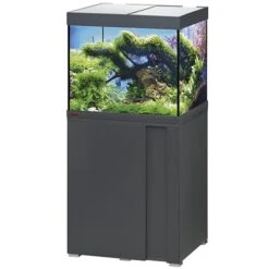 EHEIM Vivaline LED 150 L Ensemble Aquarium 60 Cm Avec Meuble Anthracite, éclairage LEDs, Chauffage Et Filtre Interne BioPower 200