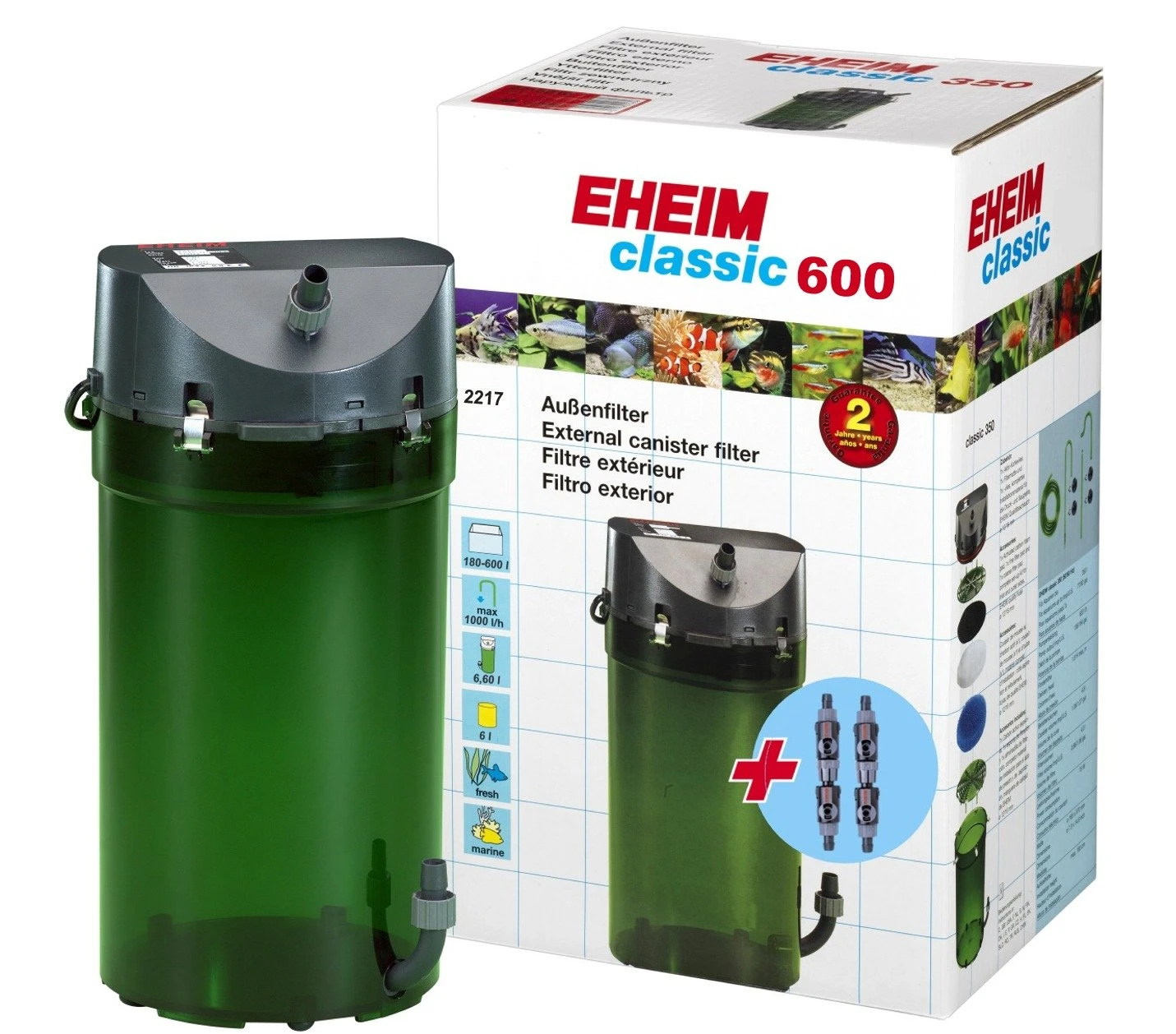 EHEIM Classic 2217 Filtre Externe Pour Aquarium Jusqu'à 600L Avec Mousses Filtrantes Et Doubles Robinets 1 EHEIM Classic 2217 Filtre Externe Pour Aquarium Jusqu'à 600L Avec Mousses Filtrantes Et Doubles Robinets