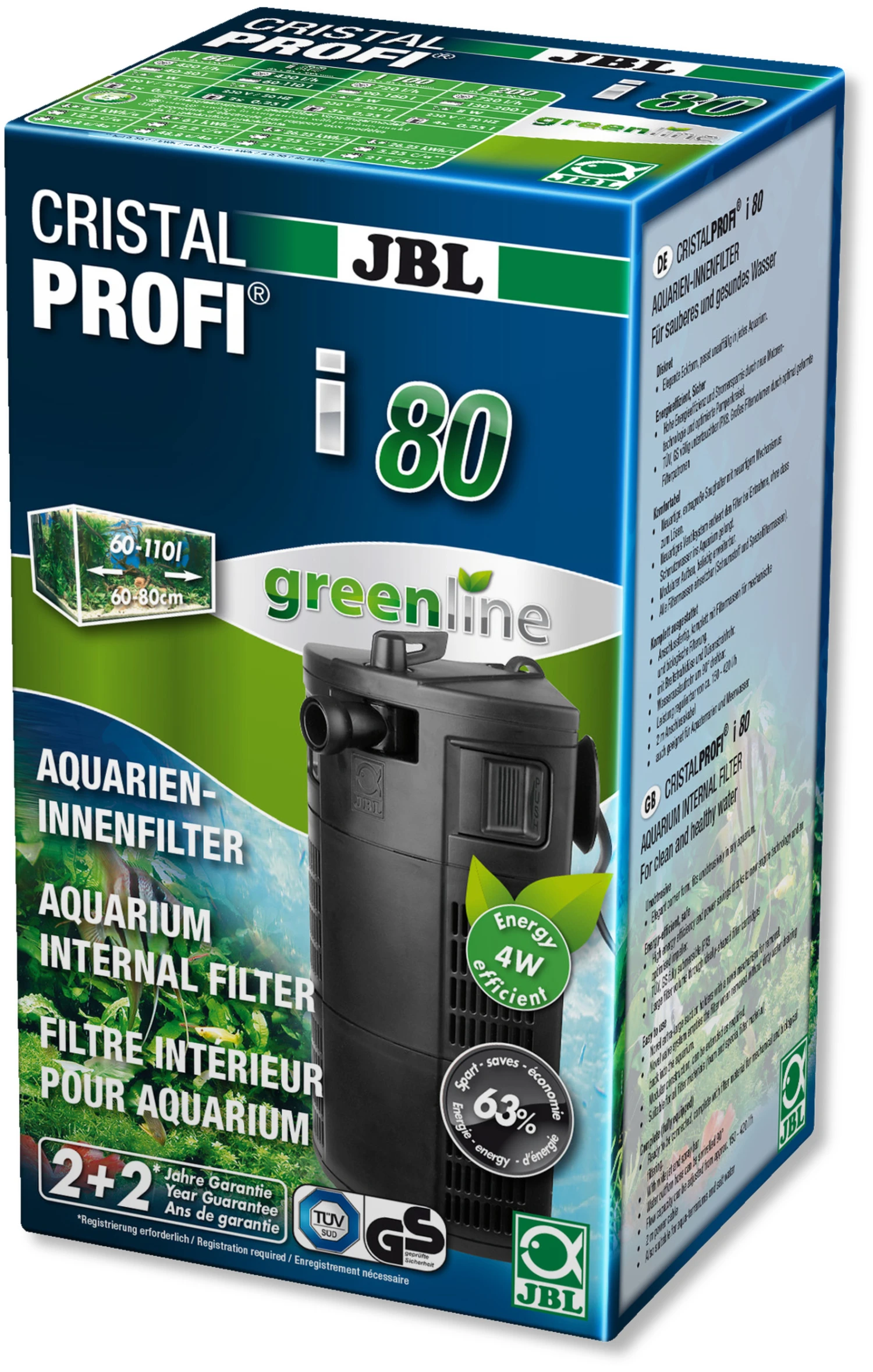 Filtre Interne JBL CristalProfi I80 Greenline Pour Aquarium De 60 à 110L 1 Filtre Interne JBL CristalProfi I80 Greenline Pour Aquarium De 60 à 110L