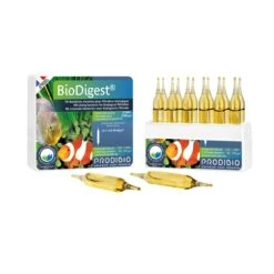 PRODIBIO BioDigest 12 Ampoules Bactéries Dénitrifiantes Pour Eau Douce Et Eau De Mer. Traite Jusqu'à 12000 Litres