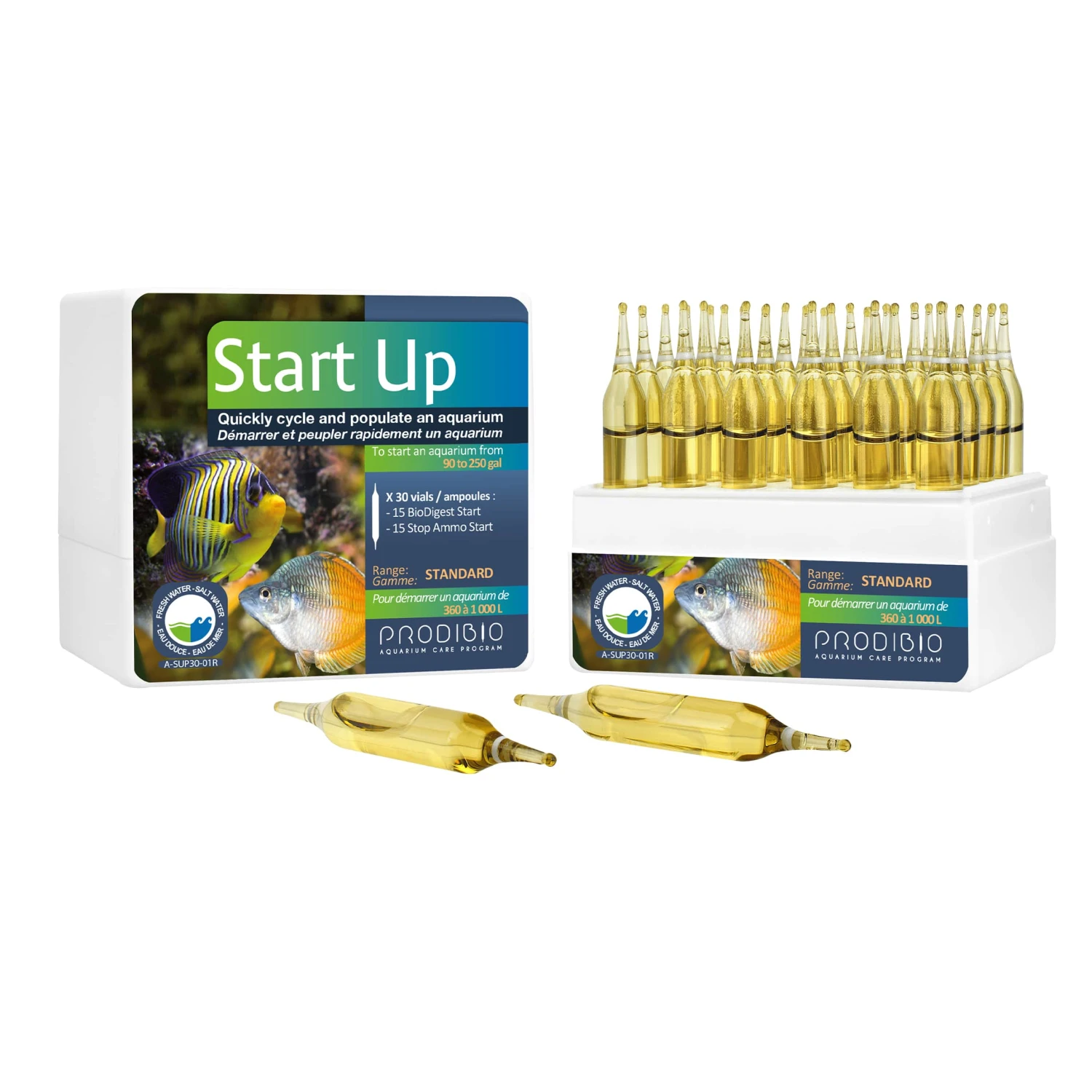PRODIBIO Start Up 30 Ampoules Pour Un Démarrage Plus Rapide De Votre Aquarium. Pour Bac De 360 à 1000 L 1 PRODIBIO Start Up 30 Ampoules Pour Un Démarrage Plus Rapide De Votre Aquarium. Pour Bac De 360 à 1000 L