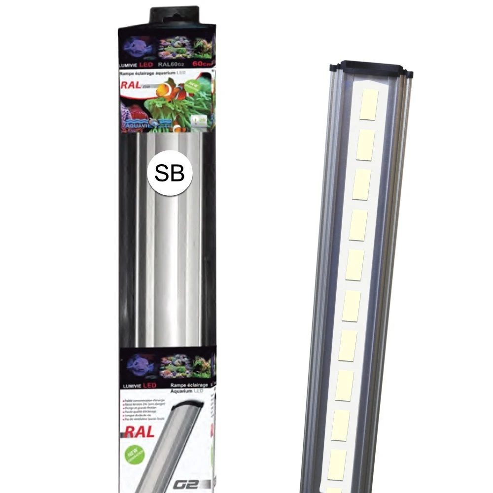 AQUAVIE Lumivie RAL G2 SB Rampes LEDs Blanches 10000°K Pour Aquarium D'eau Douce Et D'eau De Mer. 9 Longueurs Au Choix. 1 AQUAVIE Lumivie RAL G2 SB Rampes LEDs Blanches 10000°K Pour Aquarium D'eau Douce Et D'eau De Mer. 9 Longueurs Au Choix.
