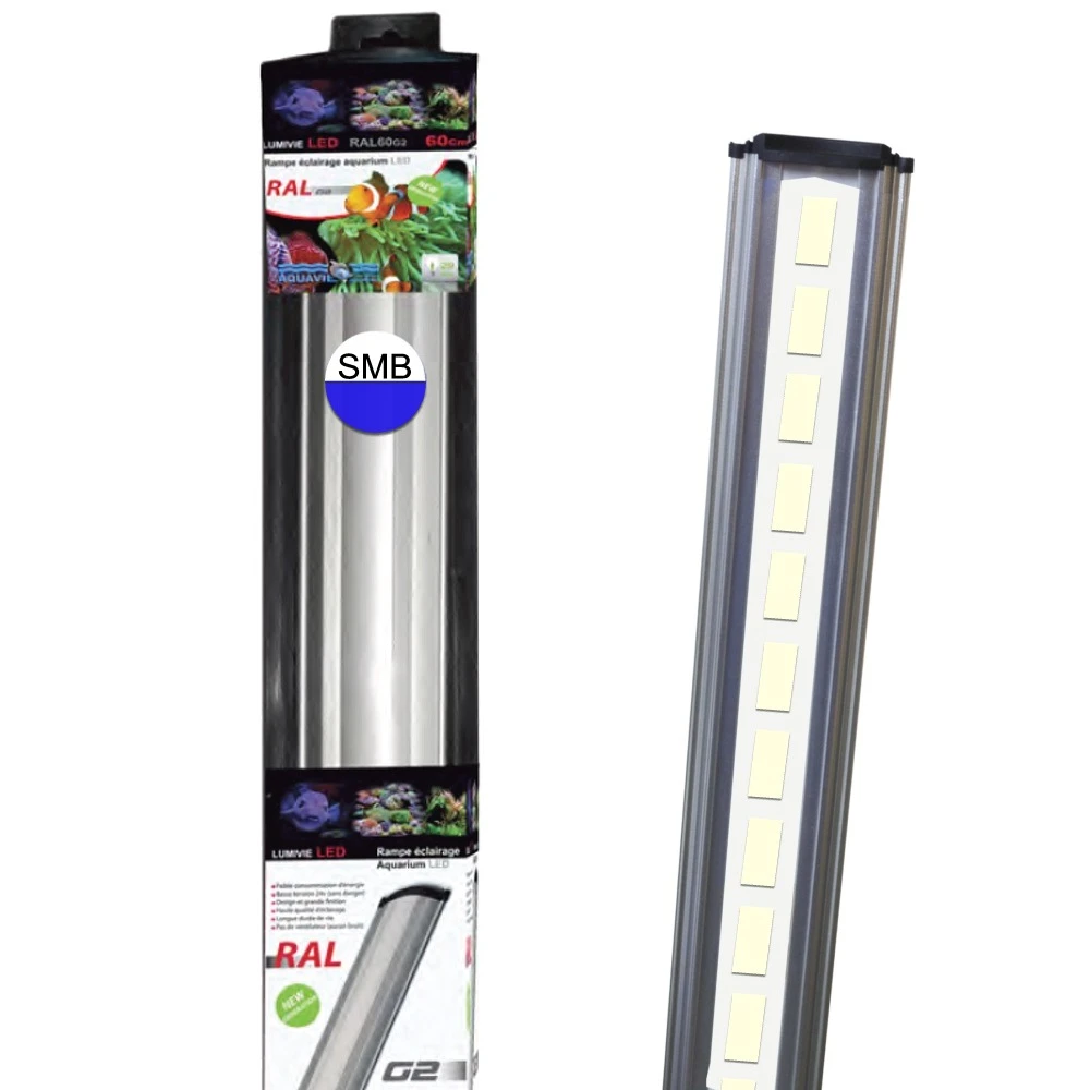 AQUAVIE Lumivie RAL G2 SBM Rampes LEDs Blanches Et Bleues 15000°K Pour Aquarium D'eau De Mer Et Cichlidés. 9 Longueurs Au Choix. 1 AQUAVIE Lumivie RAL G2 SBM Rampes LEDs Blanches Et Bleues 15000°K Pour Aquarium D'eau De Mer Et Cichlidés. 9 Longueurs Au Choix.