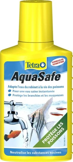 TETRA AquaSafe 100 Ml Conditionne L'eau Du Robinet En Une Eau Adaptée Aux Besoins Des Poissons. Traite Jusqu'à 200 L