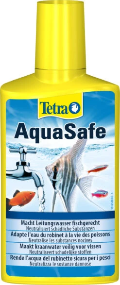 TETRA AquaSafe 250 Ml Conditionne L'eau Du Robinet En Une Eau Adaptée Aux Besoins Des Poissons. Traite Jusqu'à 500 L