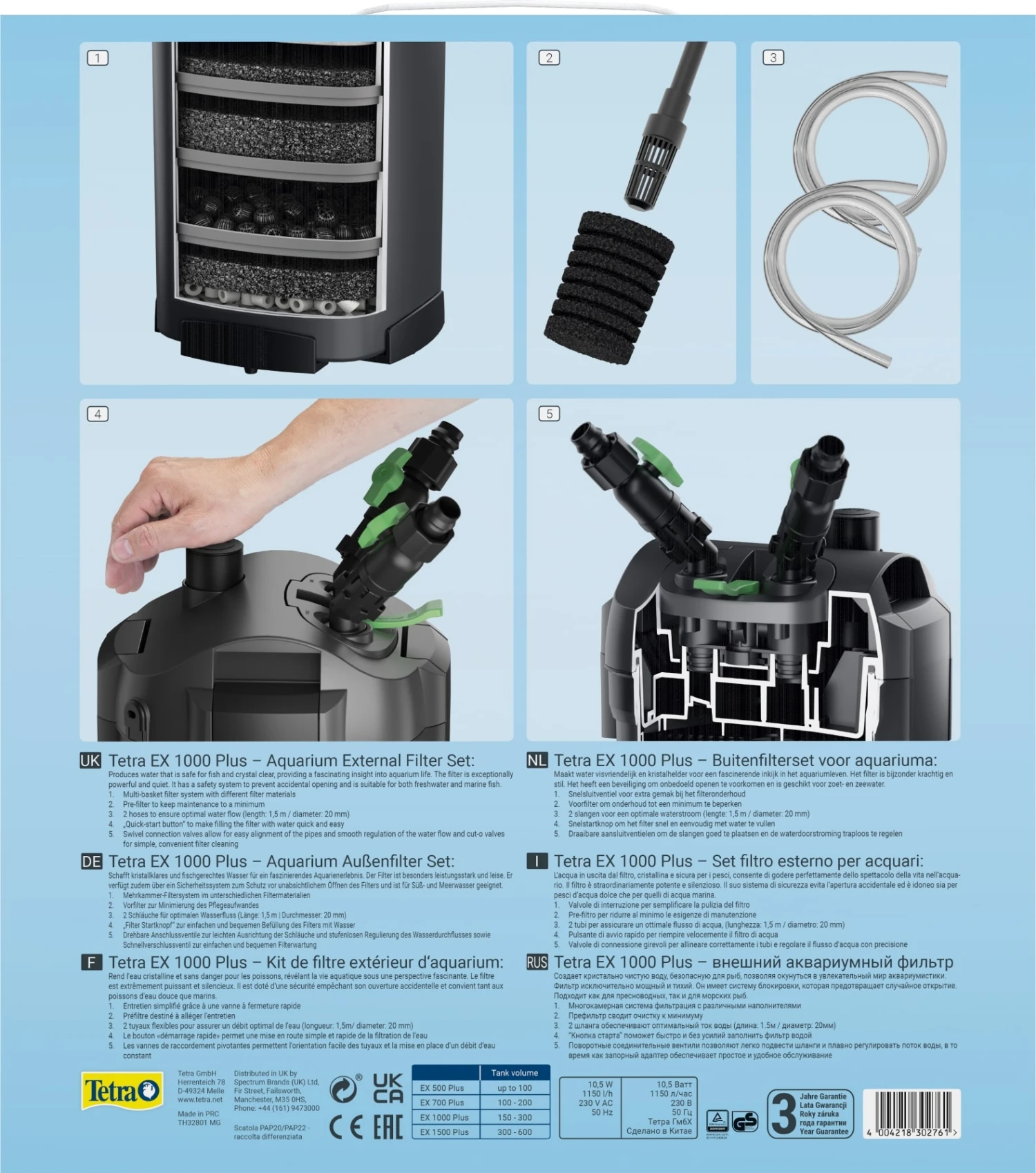 TETRA EX 1000 Plus Filtre Externe 1150 L/h Performant Et Prêt à L'emploi Pour Aquarium De 150 à 300 L 4 TETRA EX 1000 Plus Filtre Externe 1150 L/h Performant Et Prêt à L'emploi Pour Aquarium De 150 à 300 L – Image 4