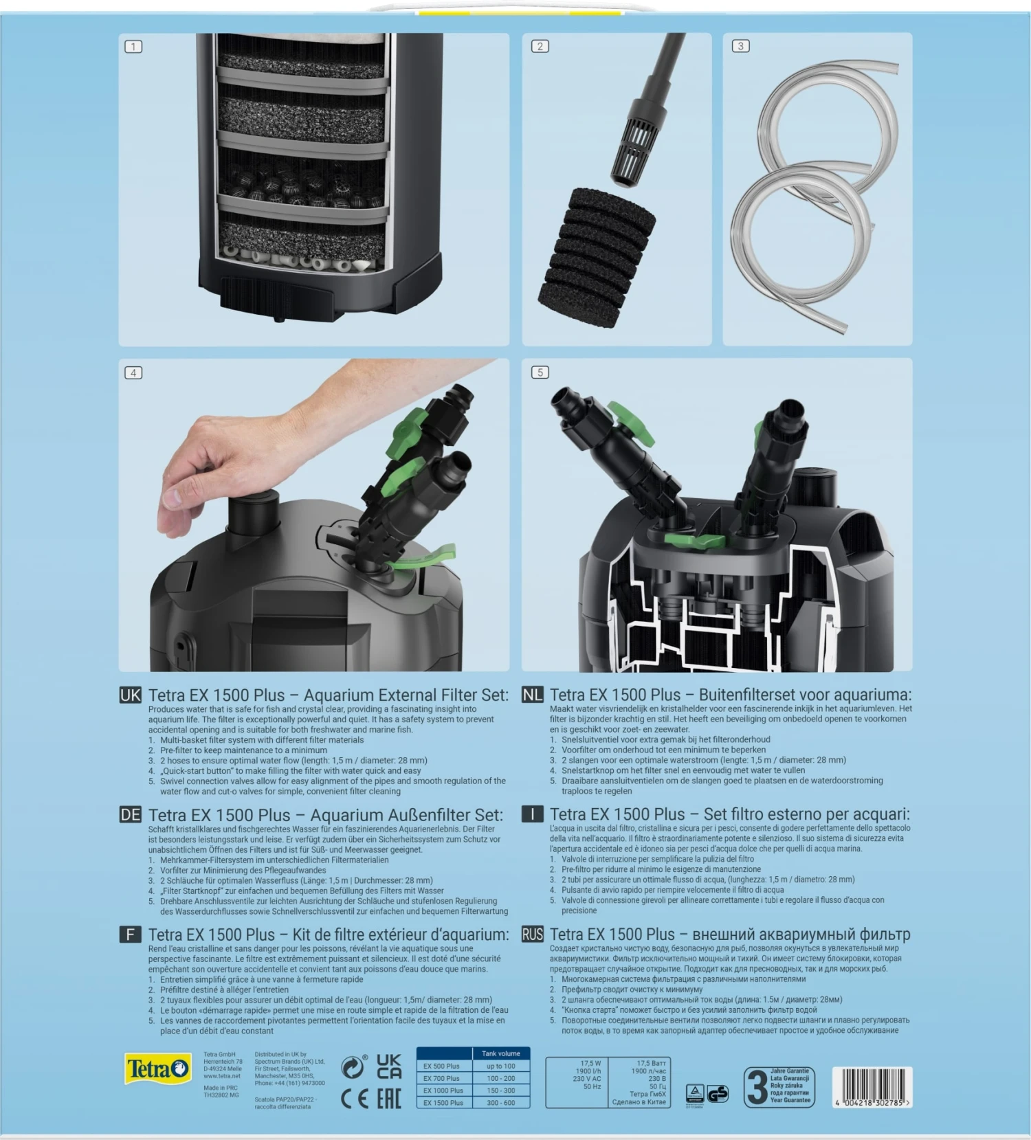 TETRA EX 1500 Plus Filtre Externe 1900 L/h Performant Et Prêt à L'emploi Pour Aquarium De 300 à 600 L 4 TETRA EX 1500 Plus Filtre Externe 1900 L/h Performant Et Prêt à L'emploi Pour Aquarium De 300 à 600 L – Image 4