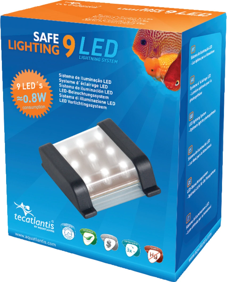 AQUATLANTIS Safe Lighting Bloc D'éclairage 9 LEDs 0,8W Pour Aquarium D'eau Douce 1 AQUATLANTIS Safe Lighting Bloc D'éclairage 9 LEDs 0,8W Pour Aquarium D'eau Douce